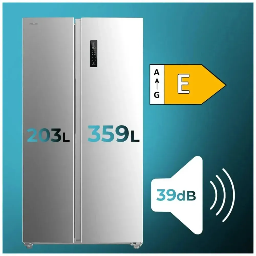 Refrigerateur americain inoxydable Cecotec efficacite energetique grande capacite technologie avancee