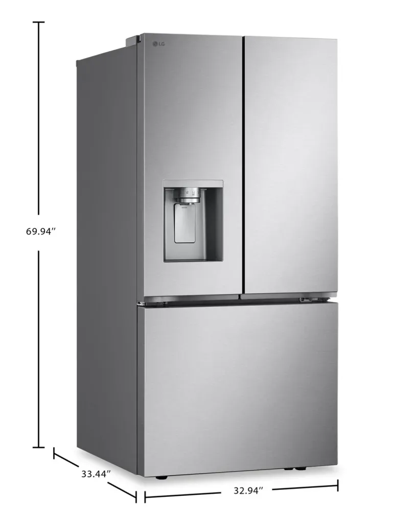 Réfrigérateur LG 33" 24,2 pi³ Portes Françaises avec Distributeur Eau/Glace Inox LF25S6330S