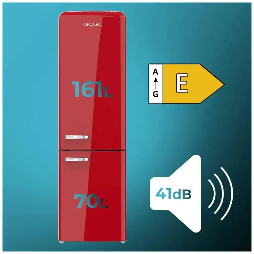 Réfrigérateur combiné rétro 250 L No Frost Classe E Multi Air Flow Refroidissement rapide Cecotec