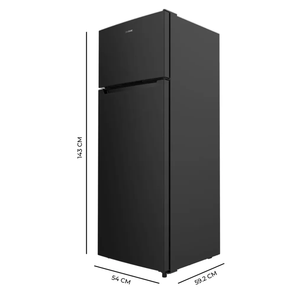 Réfrigérateur noir 211 L Cecotec design minimaliste classe énergétique E