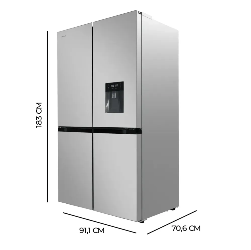 Réfrigérateur 4 portes acier inoxydable grand volume efficacité supérieure technologie innovante de Cecotec
