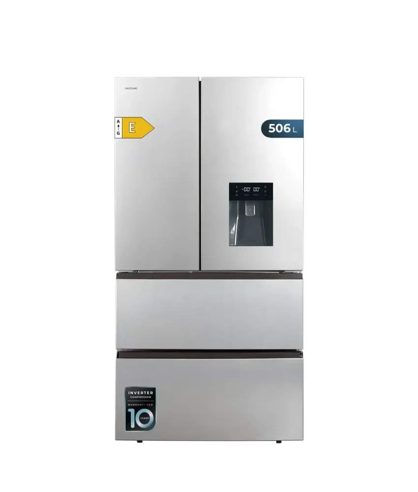 Réfrigérateur 4 portes inox grande capacité technologie avancée Cecotec