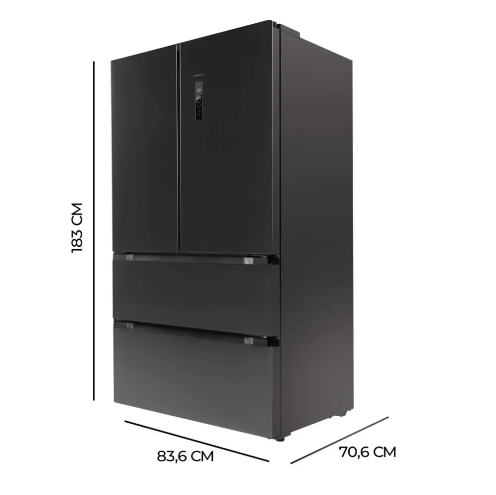 Réfrigérateur 4 portes inoxydable grande capacité technologie avancée Cecotec