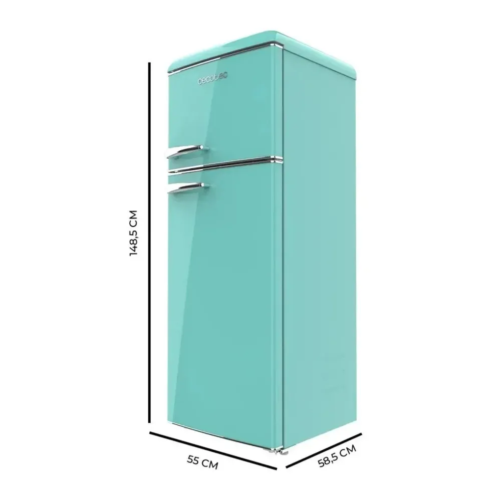 Réfrigérateur rétro 215 L vert Classe E lumière intérieure contrôle de température Cecotec