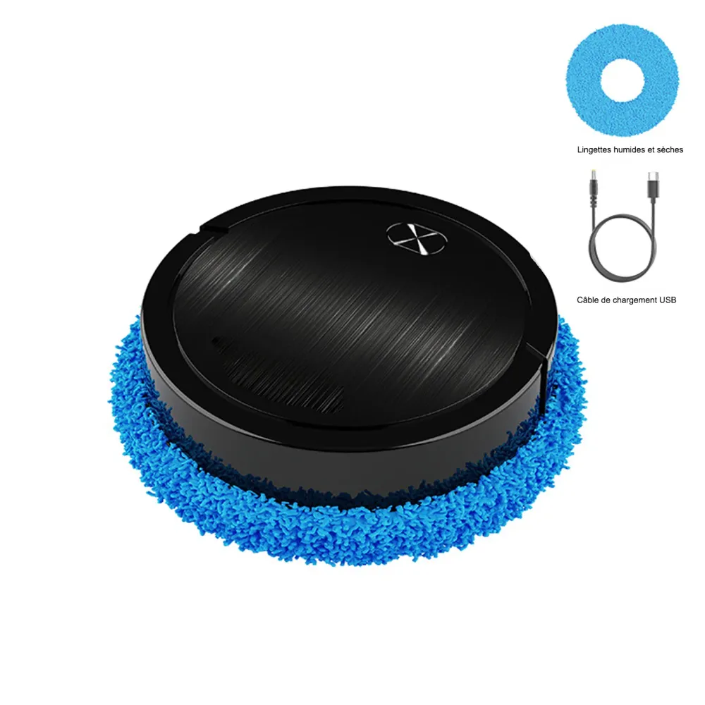 Robot aspirateur 23x6 cm 1200mAh 55 db 80 minutes autonomie humide et sec usb chargement vaporisateur silencieux aspirateu...