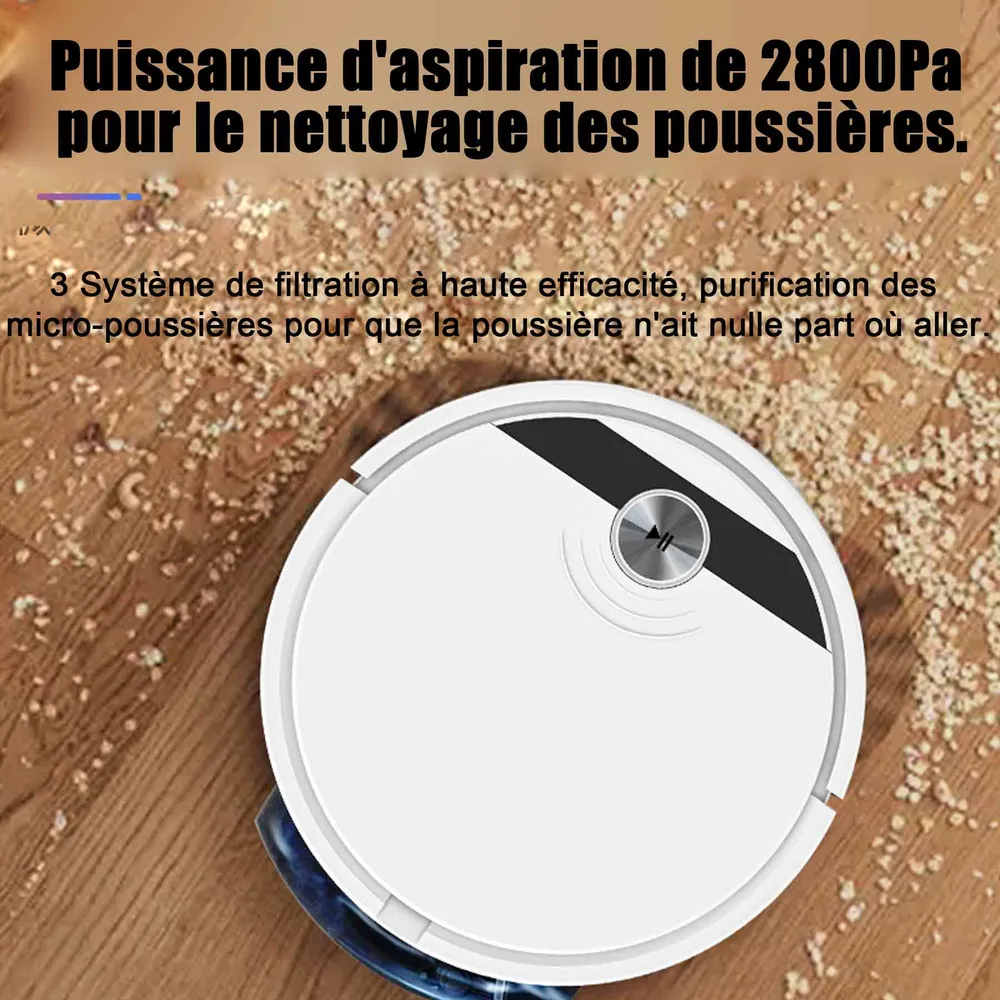 Robot aspirateur 2800pa durée de fonctionnement environ 90 min intelligent cleaning technology whole house high coverage c...