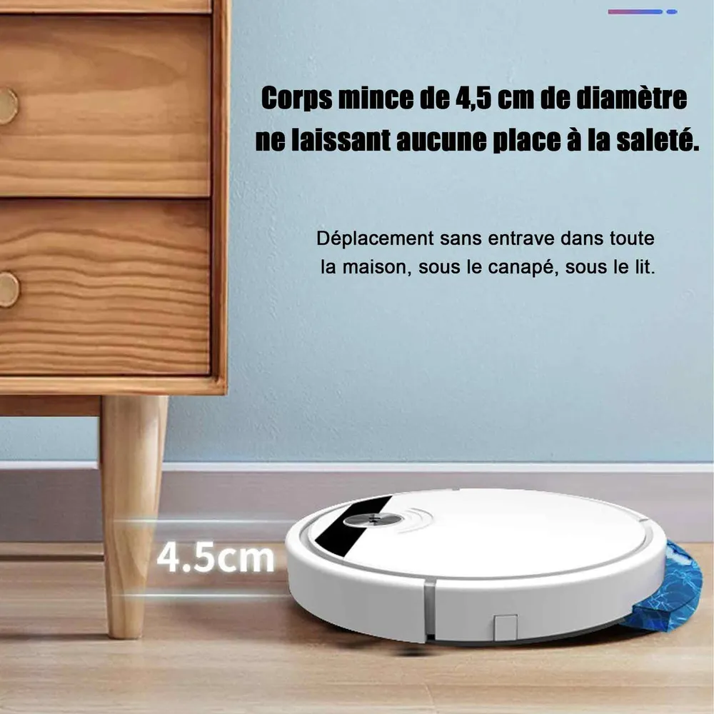 Robot aspirateur 2800pa durée de fonctionnement environ 90 min intelligent cleaning technology whole house high coverage c...