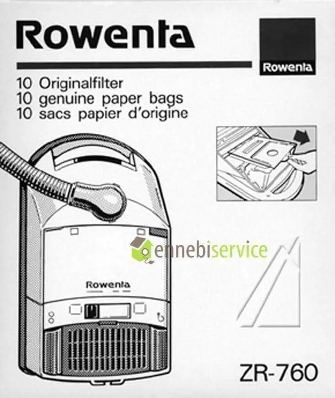 Sacs d'origine Rowenta ZR760 10 PCS