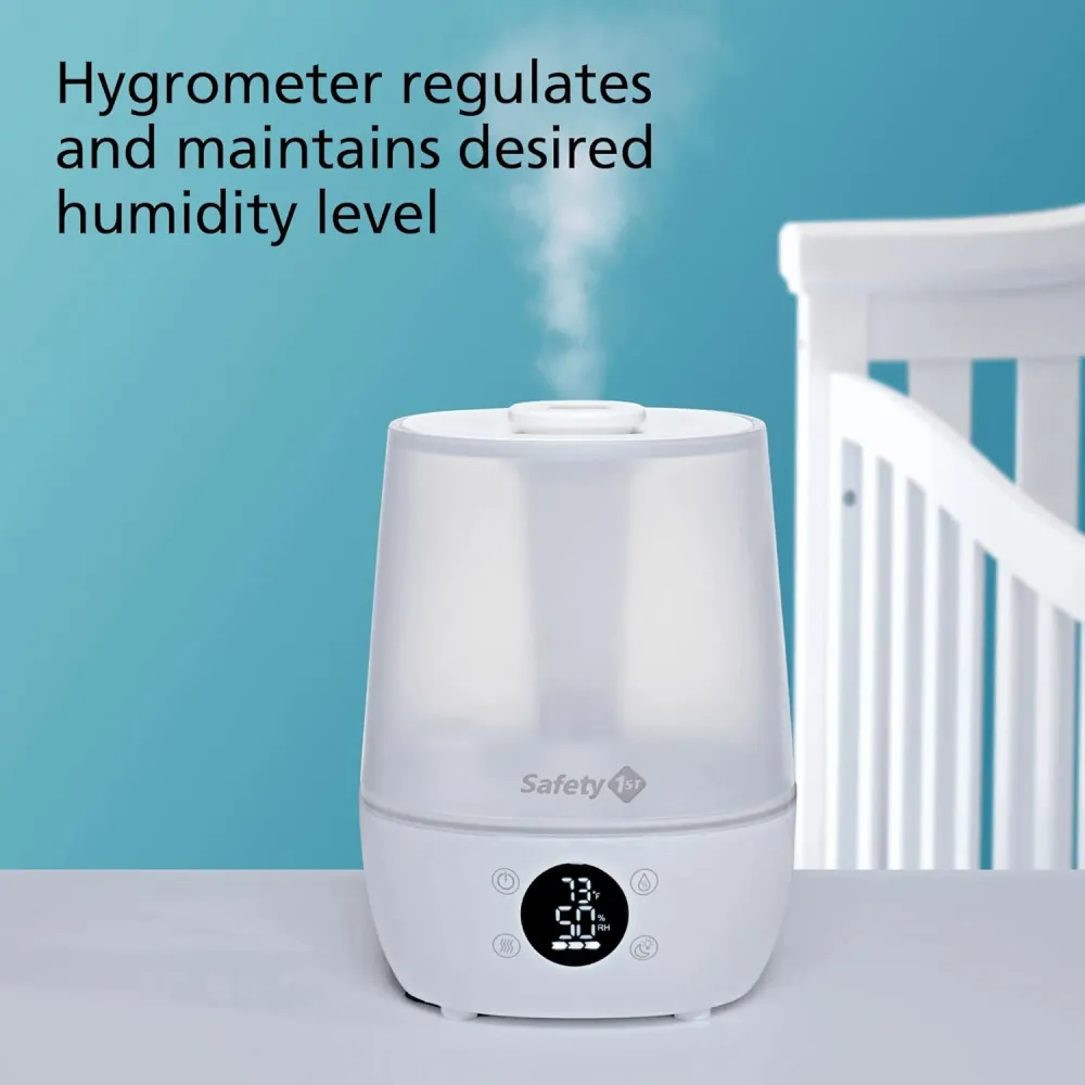 Safety 1st - Humidificateur Sans Filtre, Detecte la Température et Le Niveau D'humidité, Blanc