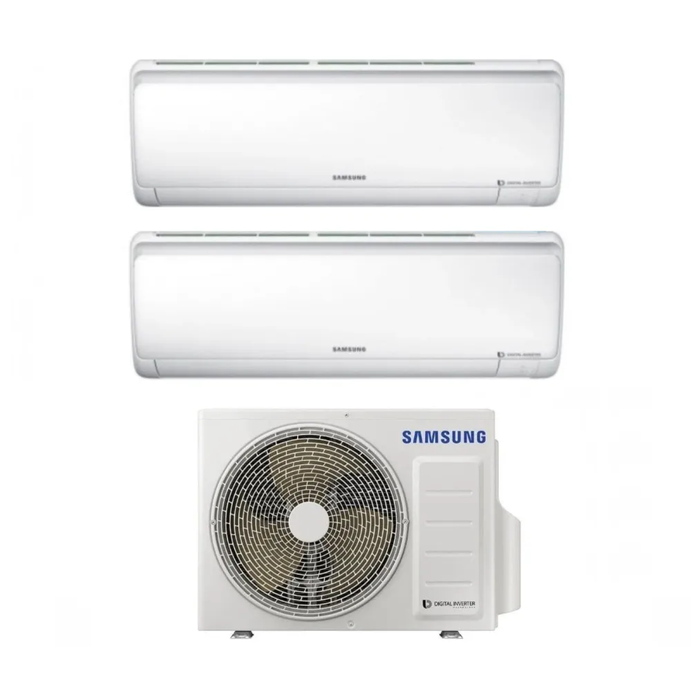 Samsung Climatiseur Dual Split Inverter Series Maldives Quantum 9 + 12 Avec Aj050mcj R-410 9000 + 12000