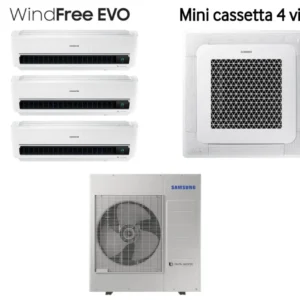 Samsung Climatiseur Quadri Split Inverter WINDFREE EVO série 7000+7000+7000 + Windfree 12000 Mini cassette 4 voies avec AJ...