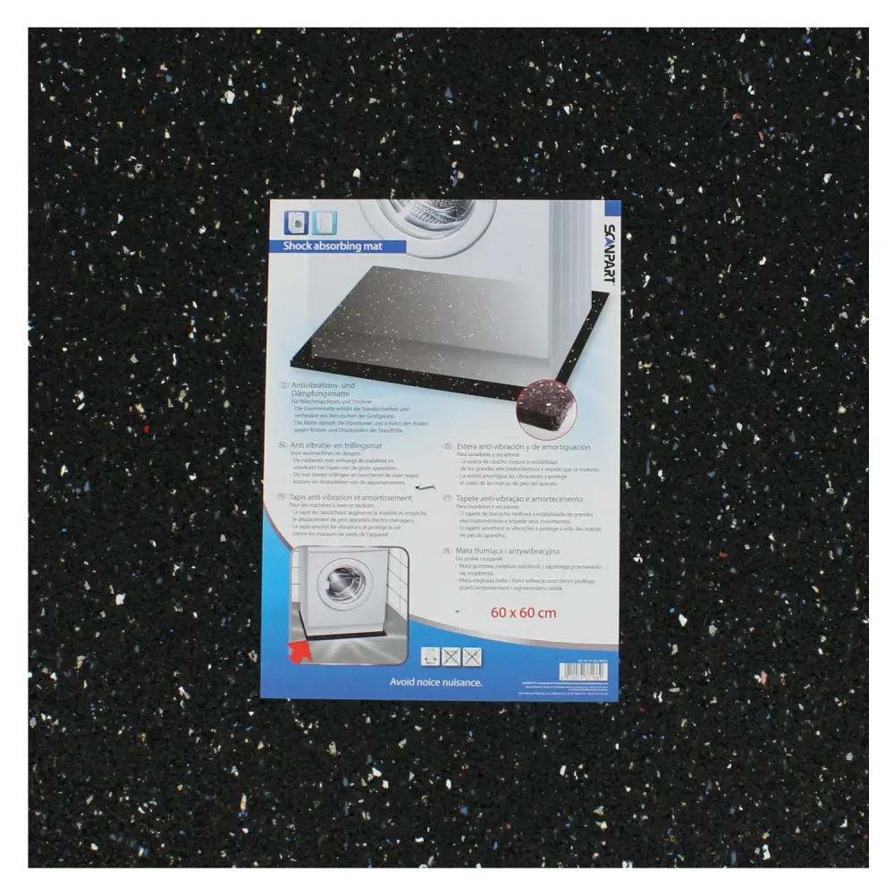 Tapis anti-vibration sous les appareils électroménagers, caoutchouc, 60x60cm, Scanpart
