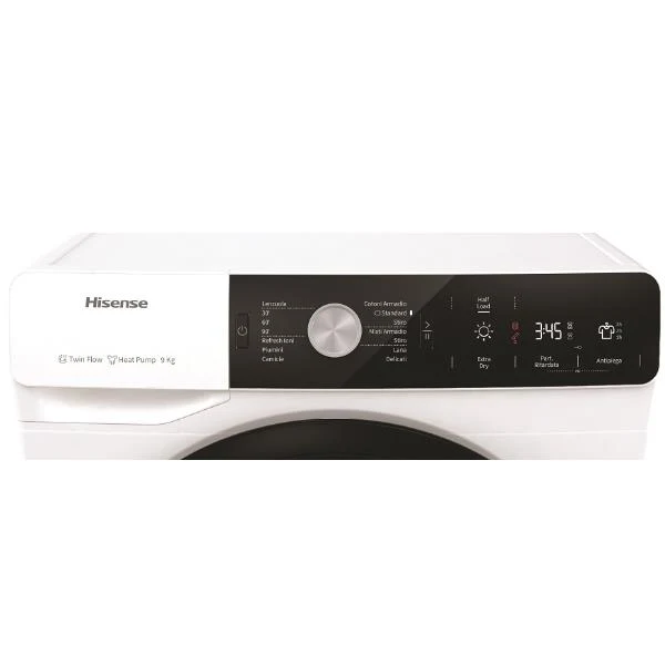 Sèche-linge à chargement frontal Hisense 9 kg Dhga901nl Twin Flow Ion Refresh Classe ++