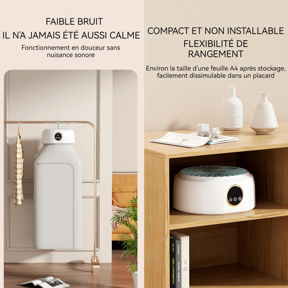 Sèche-linge électrique 65 degrés celsius température de chauffage 10kg capacité portante sèche-linge pliable affichage tél...