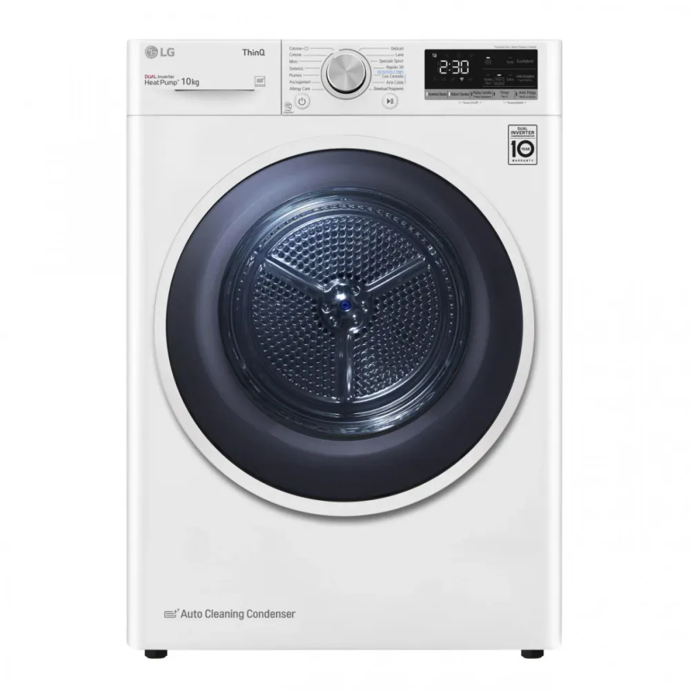 Sèche-linge pompe à chaleur Smart Dual Inverter 10 Kg Lg Rh10v9av4w Eco Hybrid Allergy Care Classe +++