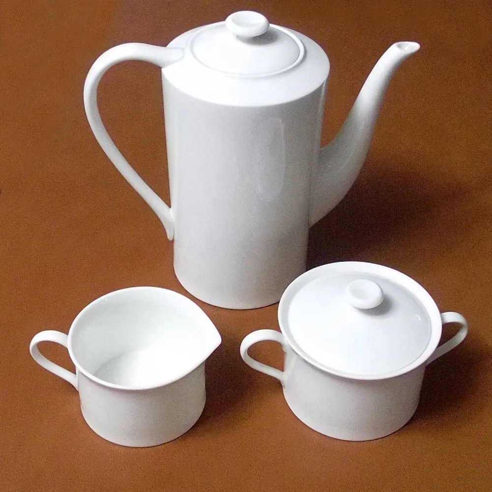 Service à thé Narumi 3 pièces cafetière pot à lait sucrier porcelaine tendre /0558