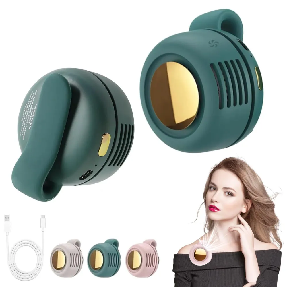 Mini Ventilateur Clip & Tour de Cou – Sans Pale, Rechargeable USB | 3 Vitesses | Pour Extérieur & Été Green Services Margo