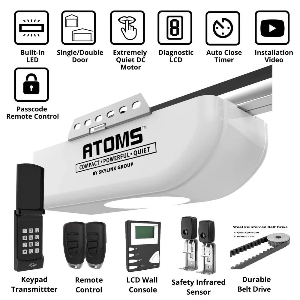 Skylink ATOMS ATR-1723BKW – Ouvre-porte de garage 3/4 HPF avec 2 télécommandes
