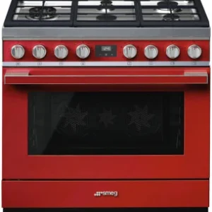 36 inch Dual Fuel Range Red Smeg
