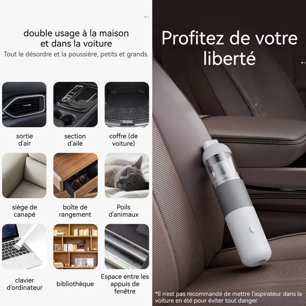 Souffleur air 3KPA 120W 2500mah aspirateur domestique portable rechargeable à grande aspiration petit collecteur de poussière