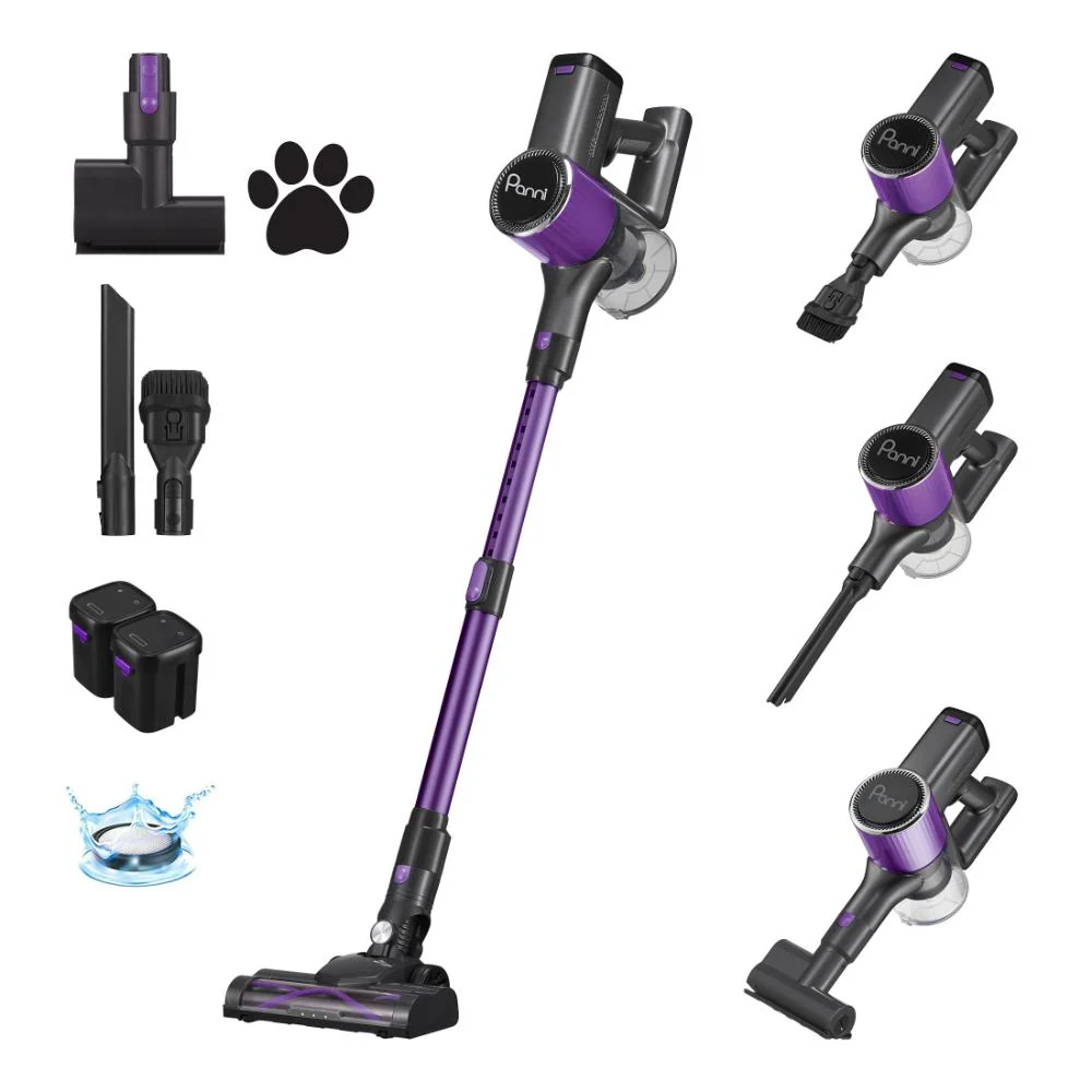 Aspirateur balai sans fil 5 en 1 Panni S1 MAX pour animaux de compagnie avec moteur sans balais, autonome, (2) piles, tube...
