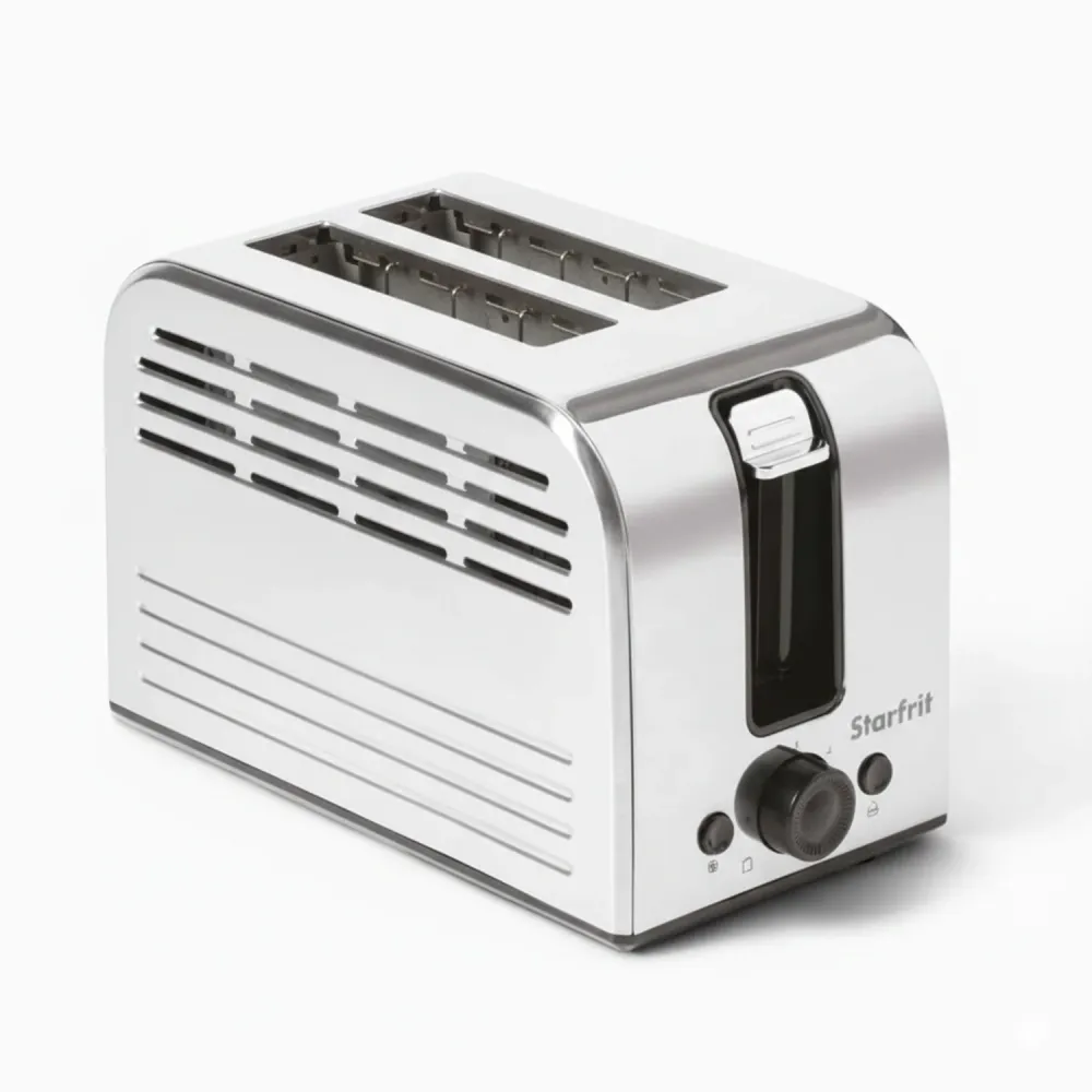 Starfrit Essentials – Grille-pain 2 Tranches, 750 W, Fentes Auto-ajustables, Fonctions Décongeler / Réchauffer / Annuler