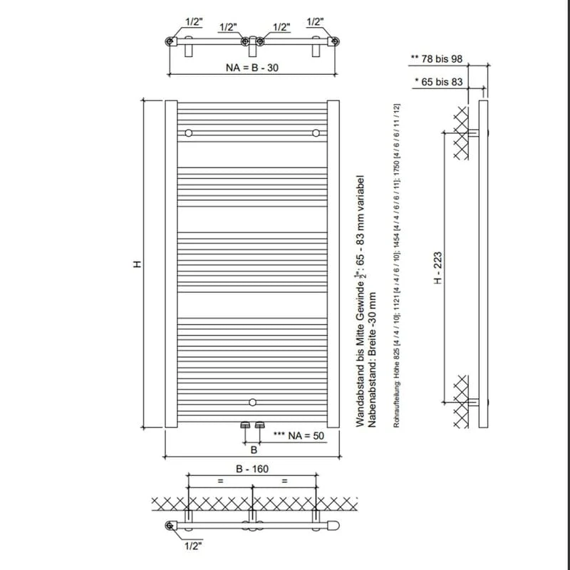 Radiateur de salle de bain STUROTEC Bath X 60 x 145,4 cm