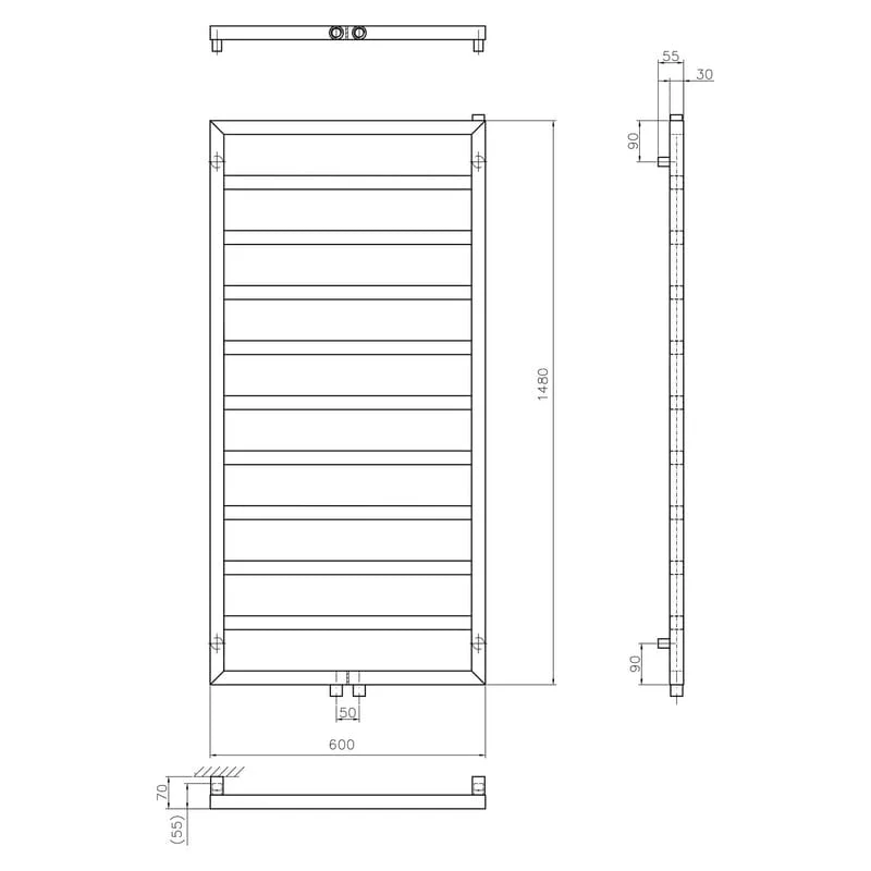 Radiateur de salle de bain STUROTEC Bath 3 60 x 148 cm