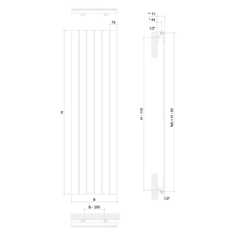 Radiateur de salle de bain STUROTEC Room 5 59,5 x 180 cm
