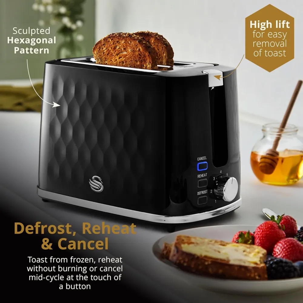 Swan Hexton Black 2 Slice Toaster