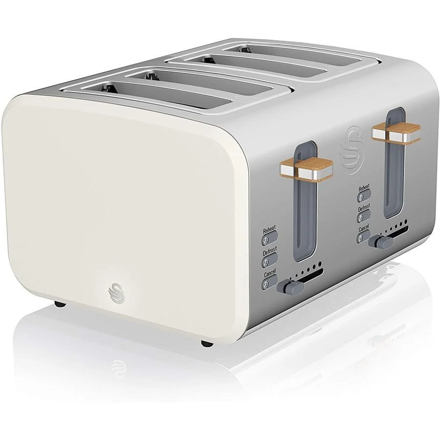 Swan - Grille-Pain 4 Tranches de la Collection Nordic, 1500W, Blanc Mat