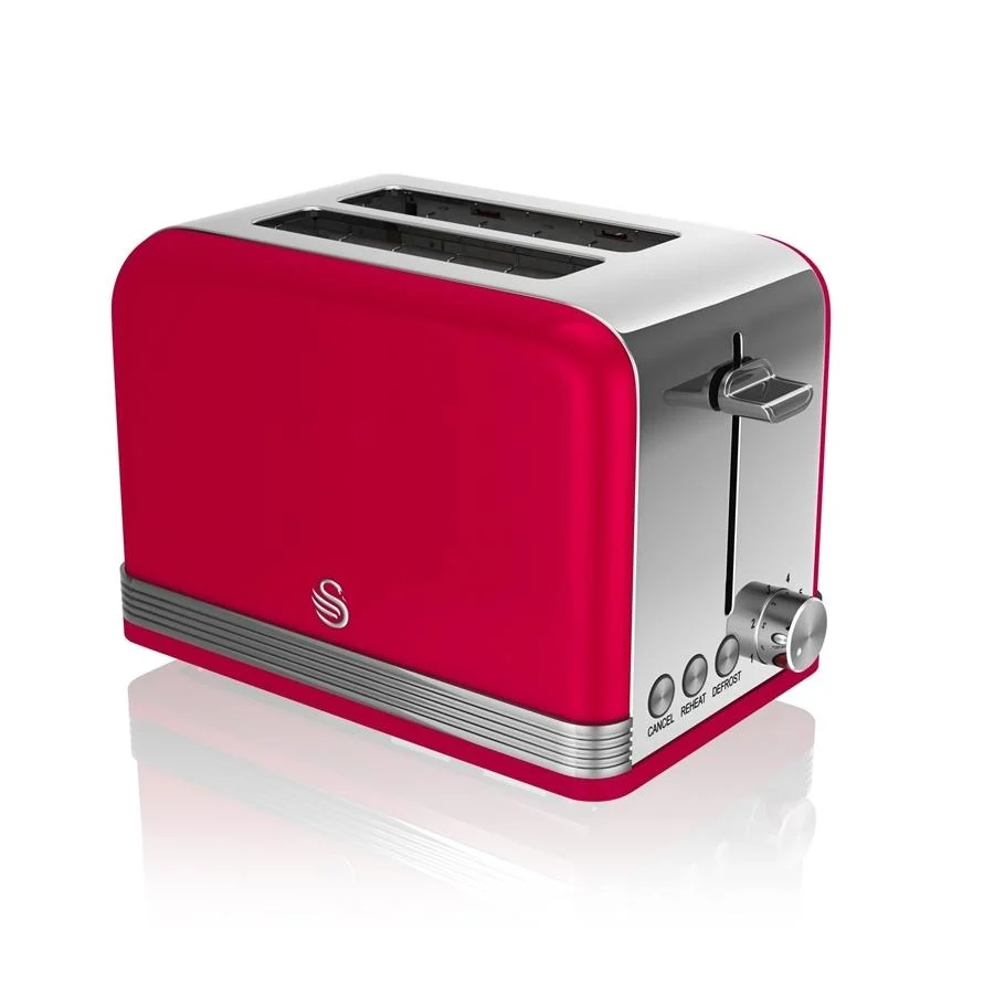 Swan Grille-Pain 2 Tranches Rétro Rouge