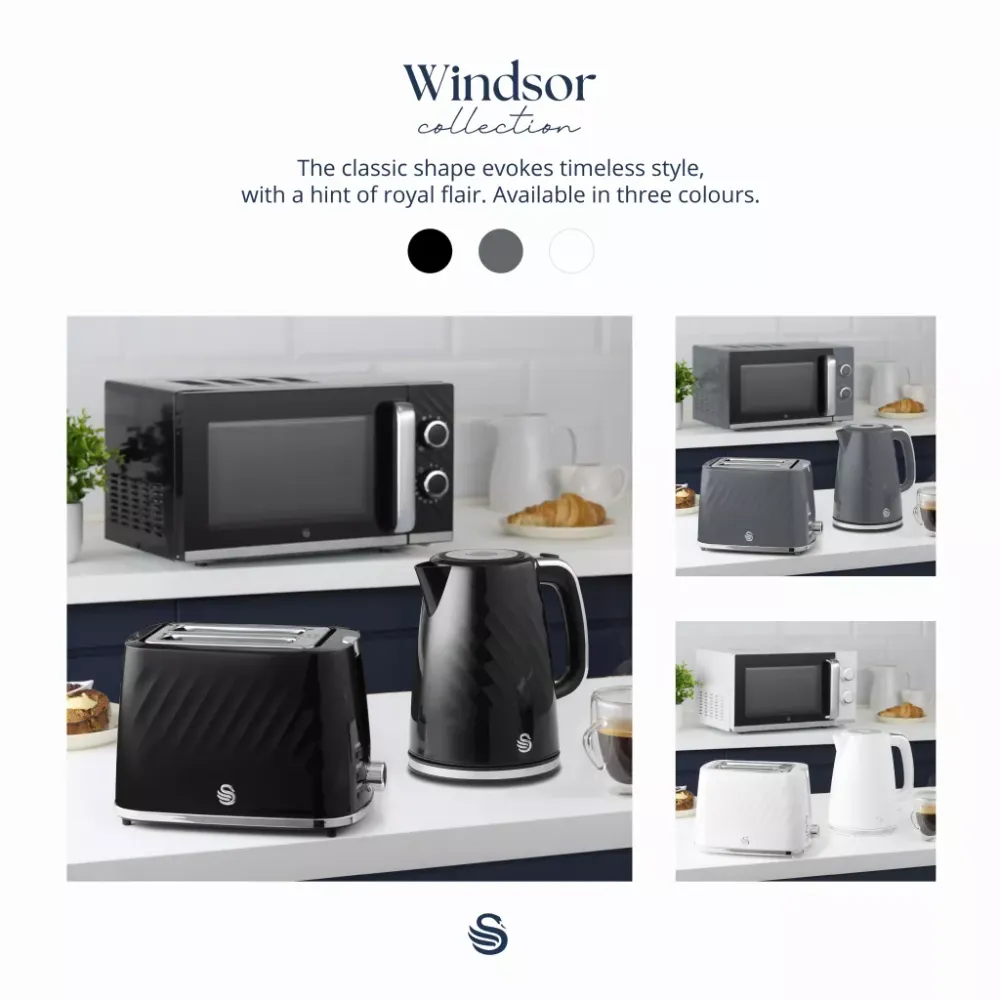 Swan Windsor 20 Litre 800W Black Manual Microwave