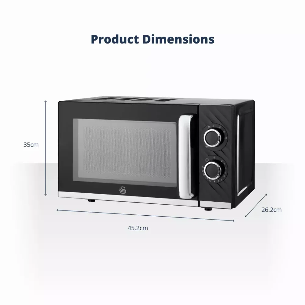 Swan Windsor 20 Litre 800W Black Manual Microwave