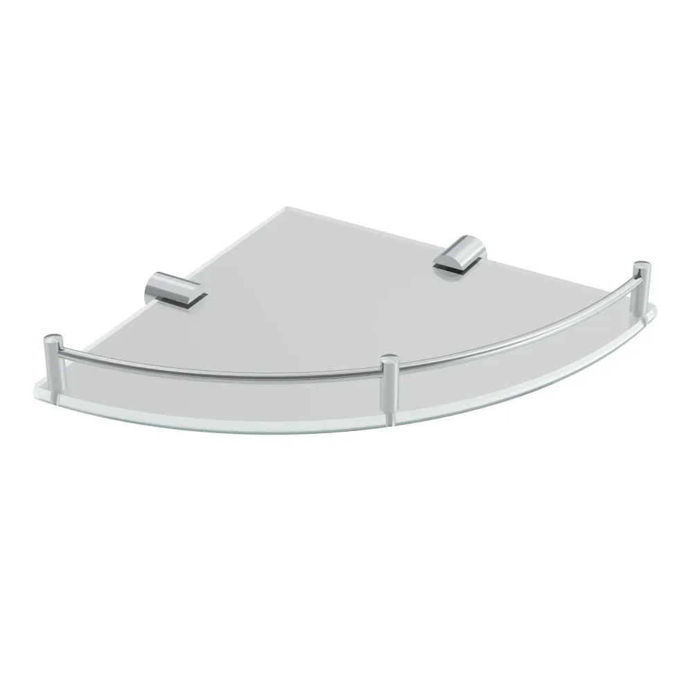 Étagère d'angle en verre - Chrome