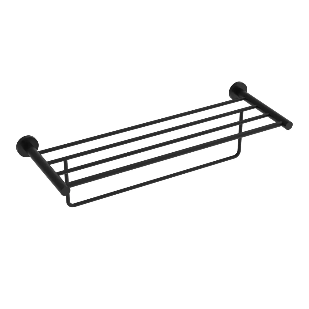 Étagère à serviettes Lava avec barre - Noir mat