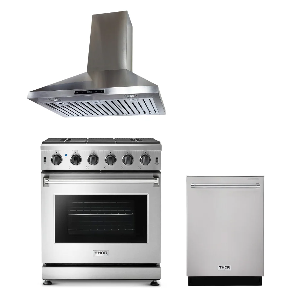 Cuisinière à gaz Thor 30/36/48" + hottes Crown 30/36/48" ensembles de 2 pièces Thor Kitchen