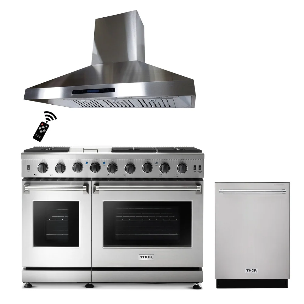 Cuisinière à gaz Thor 30/36/48" + hottes Crown 30/36/48" ensembles de 2 pièces Thor Kitchen