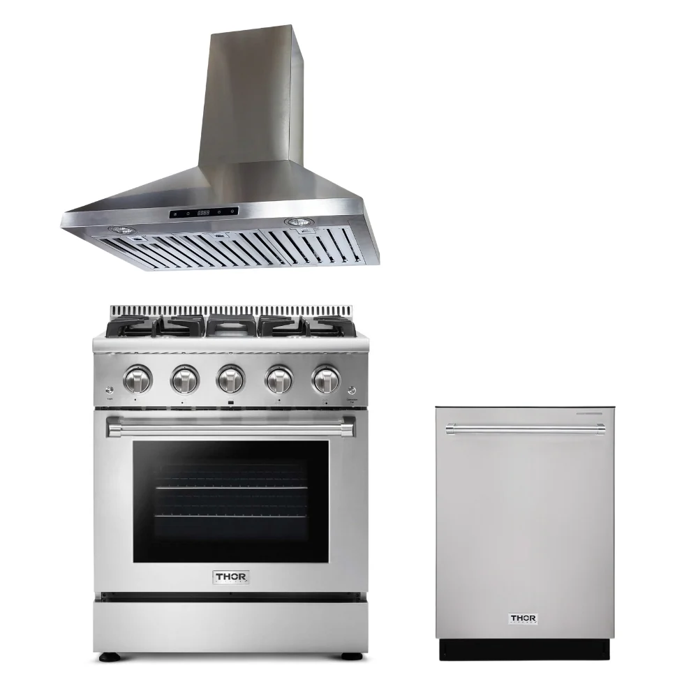 Cuisinière à gaz Thor 30/36/48" + hottes Crown 30/36/48" ensembles de 2 pièces Thor Kitchen