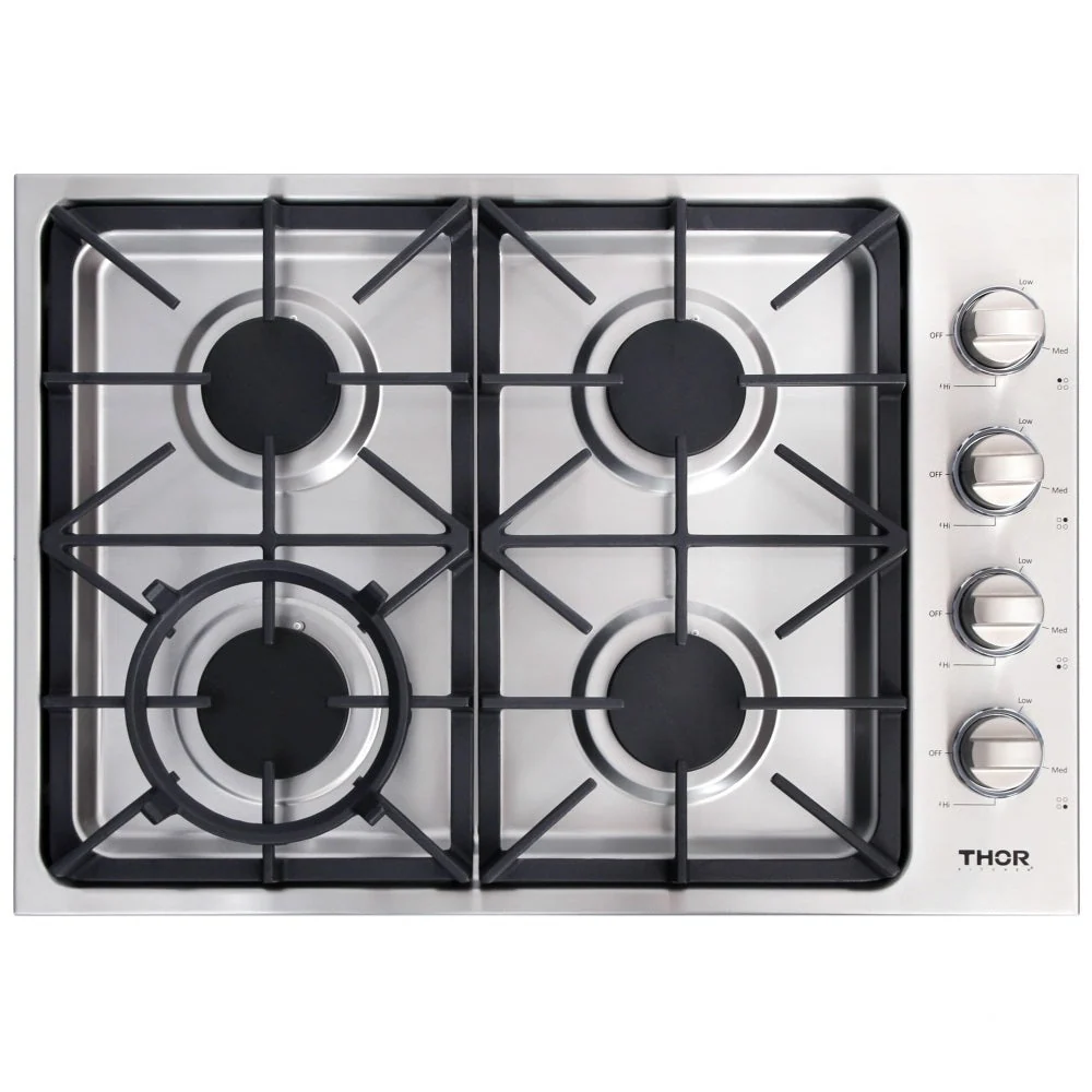 Table de cuisson à gaz encastrable de 30 po à 4 brûleurs en acier inoxydable TGC3001 - boîte ouverte Thor Kitchen
