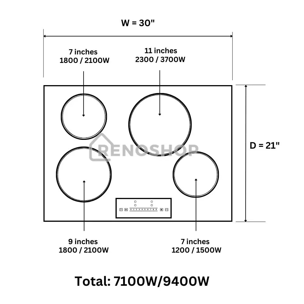 Table de cuisson à induction Thor TIH30, 30 pouces avec 4 éléments