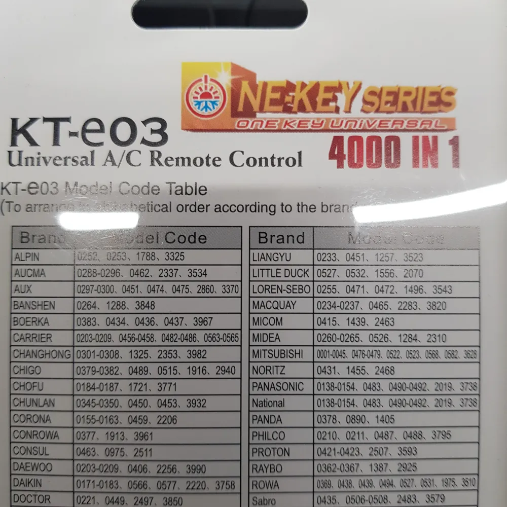 Télécommande pour universel un conditionneur kt-e03 skl
