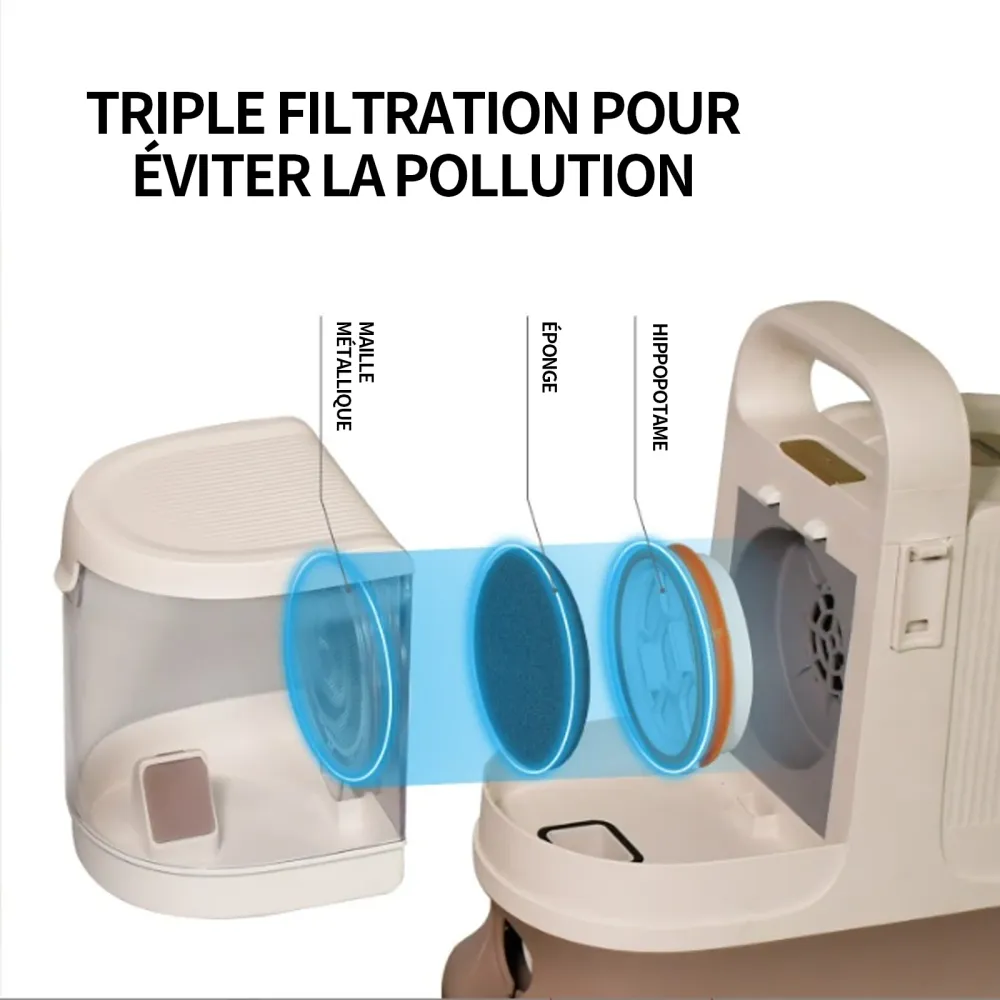 Tondeuse chien 1.3L 12kpa aspirateur poil de chien réglage à 3 vitesses filtration à 4 niveaux tondeuse pour chien avec as...