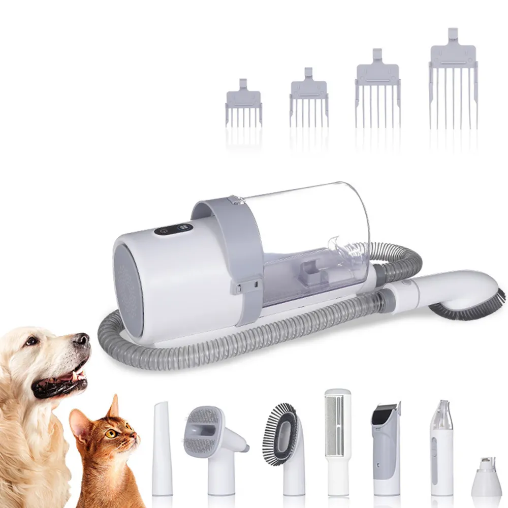 Tondeuse chien 2,5L 300w aspirateur poil de chien réglage à 3 vitesses filtration à 4 niveaux tondeuse pour chien avec asp...