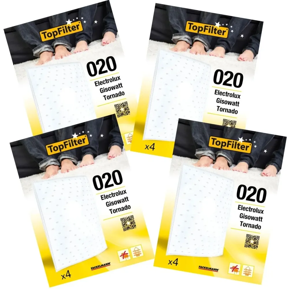 Lot de 4 packs de 4 filtres aspirateur seau 64020 Electrolux et Tornado TopFilter Premium Top Filter