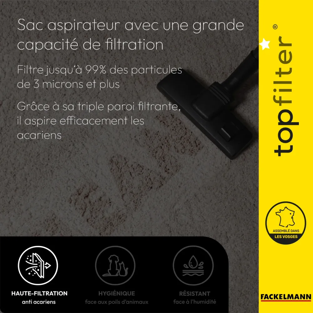 Lot de 4 packs de 4 sacs aspirateur 64565 pour Samsung et Panasonic TopFilter Premium Top Filter