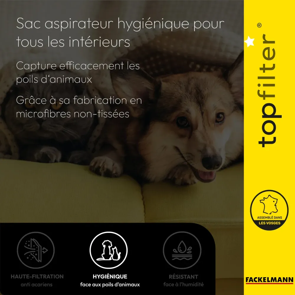 Lot de 4 packs de 4 sacs aspirateur 64565 pour Samsung et Panasonic TopFilter Premium Top Filter