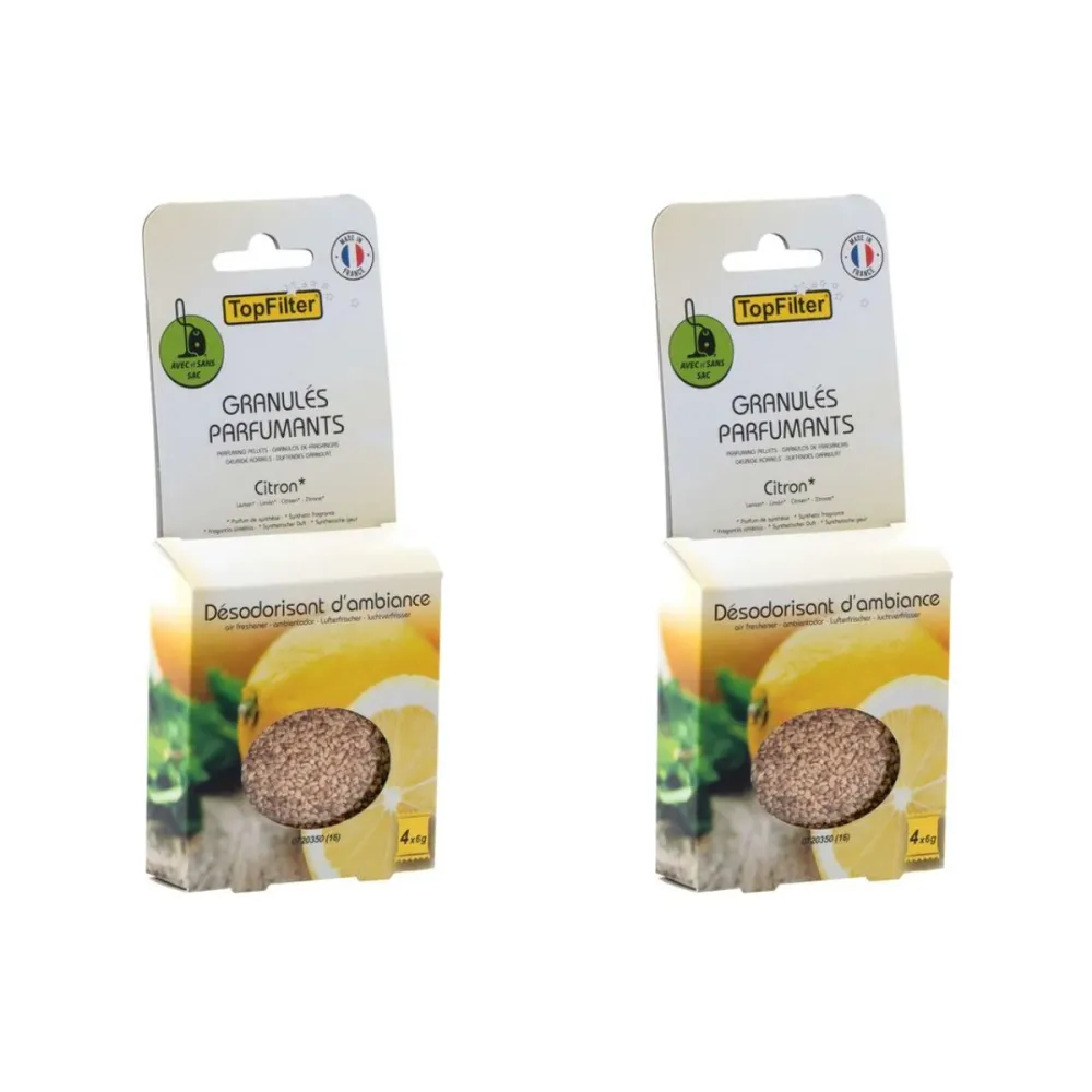 Lot de 2 x 4 Sachets de granulés de parfum pour aspirateur au citron TopFilter Top Filter