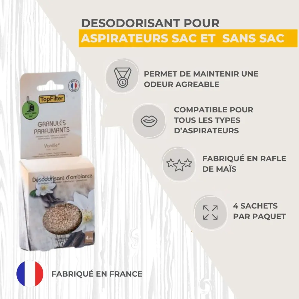 Sachets de granulés de parfum pour aspirateur à la vanille TopFilter Top Filter