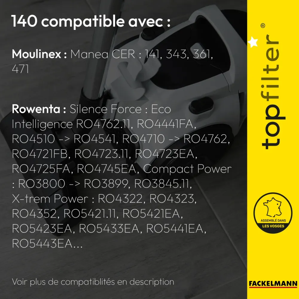 4 sacs aspirateur Rowenta Silence Force Moulinex TopFilter Premium Top Filter